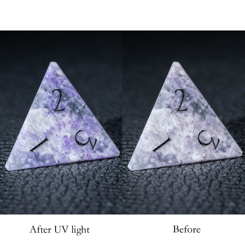 URWizards D&D Hackmanite Gemstone Engraved Dice Set - Urwizards