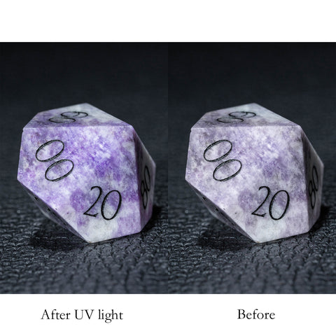 URWizards D&D Hackmanite Gemstone Engraved Dice Set - Urwizards