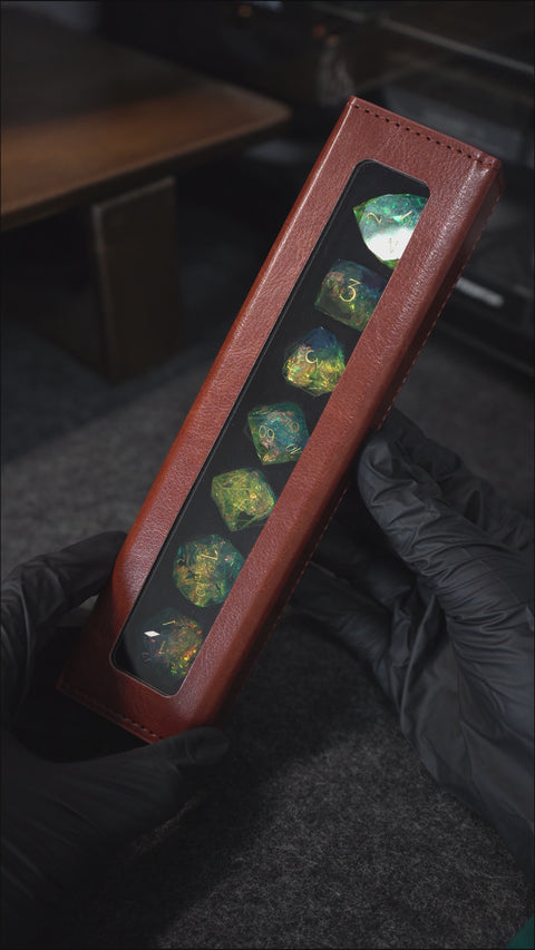 URWizards D&D Resin Aurora Depths Engraved Dice Set Multi-faceted Style