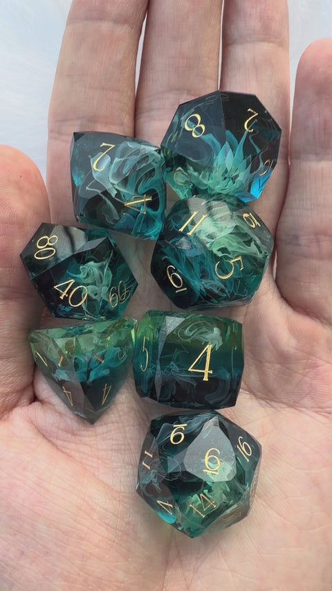 URWizards D&D Resin Tidebound Fate Engraved Dice Set Multi-faceted Style