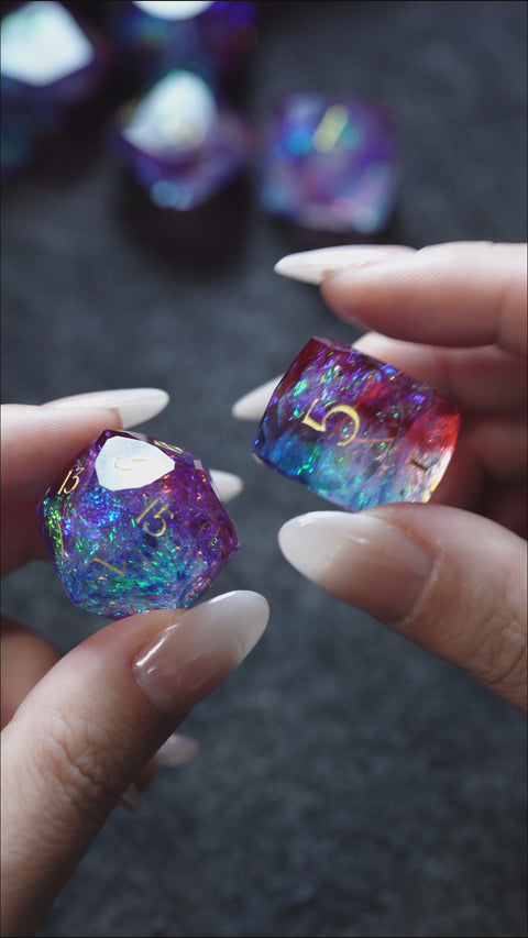 URWizards D&D Resin Nebula Reverie Engraved Dice Set Multi-faceted Style