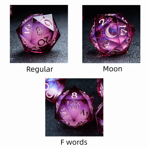 URWizards D&D Starry Liquid Heart Resin Engraved Dice Set Wine - Urwizards