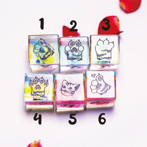 URWizards Dnd Engraved Dichroic Prism Glass D6 Dice Meow Style - Urwizards