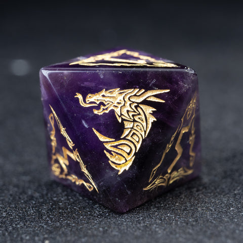 URWizards D&D Amethyst Engraved Dice Set Flying Dragon - Urwizards