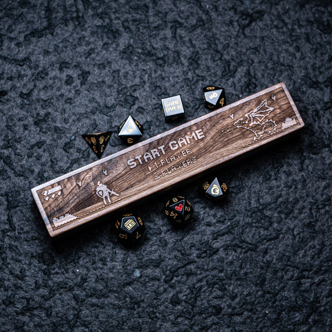URWizards Engraved Walnut D&D Dice Box Pixel Rpg Art - Urwizards