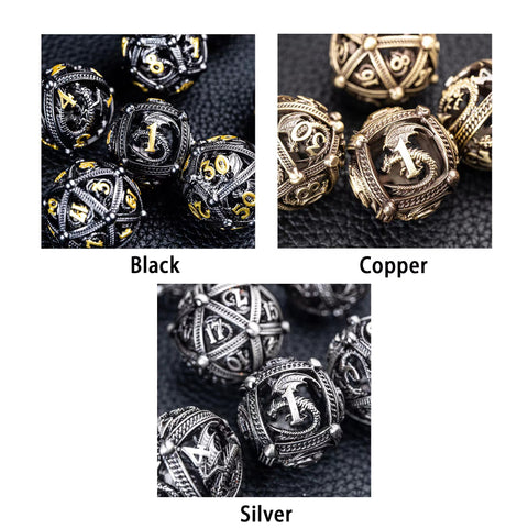 URWizards D&D Hollowed Metal Dice Ball Set Dragon Black - Urwizards