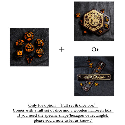 URWizards D&D Indian Agate Engraved Dice Set Halloween Style - Urwizards