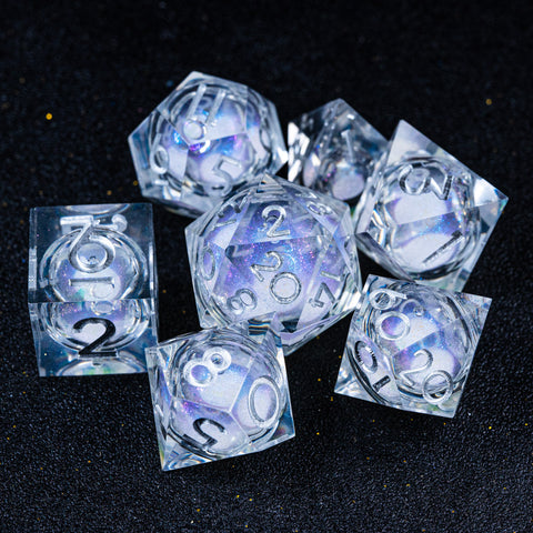 URWizards D&D Starry Liquid Heart Resin Engraved Dice Set Ice Cube - Urwizards