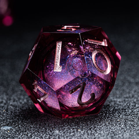 URWizards D&D Starry Liquid Heart Resin Engraved Dice Set Wine - Urwizards