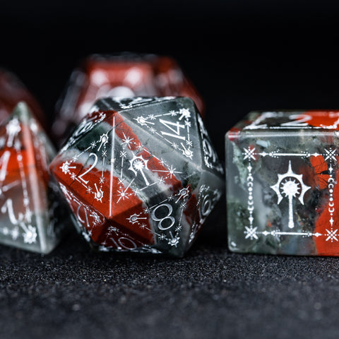 URWizards D&D Bloodstone Engraved Dice Set Cleric Style - Urwizards