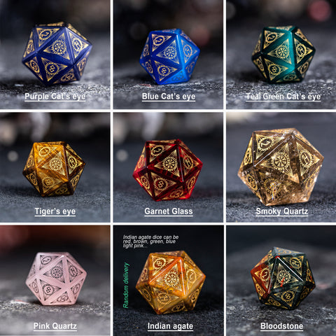 URWizards D&D Engraved Gemstone D20 Dice Nordic Style - Urwizards