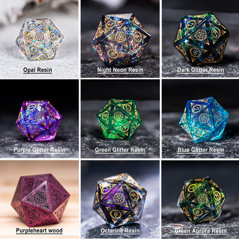 URWizards D&D Engraved Gemstone D20 Dice Nordic Style - Urwizards