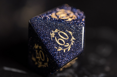 Dnd Blue Sandstone Engraved Dice Set Plant Vine Style - Urwizards