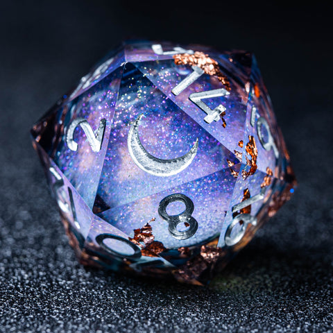URWizards D&D Starry Liquid Heart Resin Engraved Dice Set Copper Flakes - Urwizards