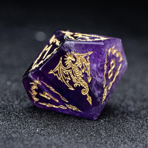 URWizards D&D Amethyst Engraved Dice Set Flying Dragon - Urwizards