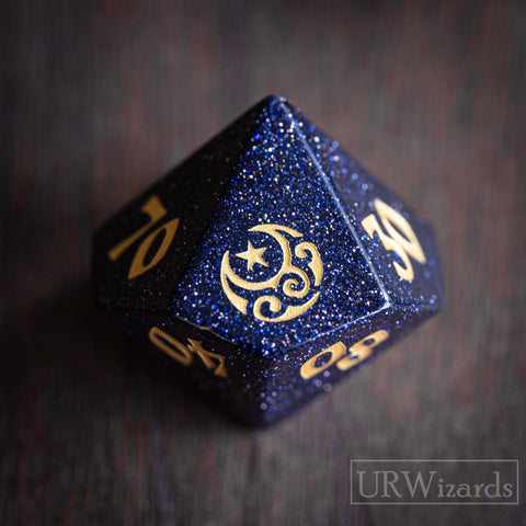 Dnd Blue Sandstone Engraved Dice Set Moon Star Style - Urwizards