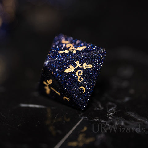 Dnd Blue Sandstone Engraved Dice Set Plant Vine Style - Urwizards