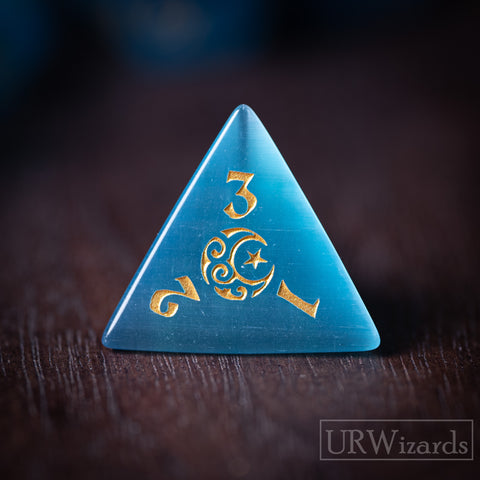 URWizards Dnd Aqua Cat's Eye Engraved Dice Set Moon Star Style - Urwizards
