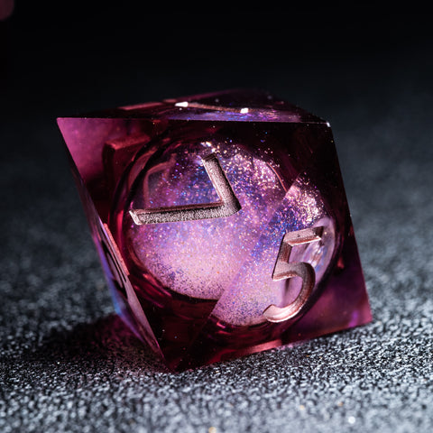 URWizards D&D Starry Liquid Heart Resin Engraved Dice Set Wine - Urwizards