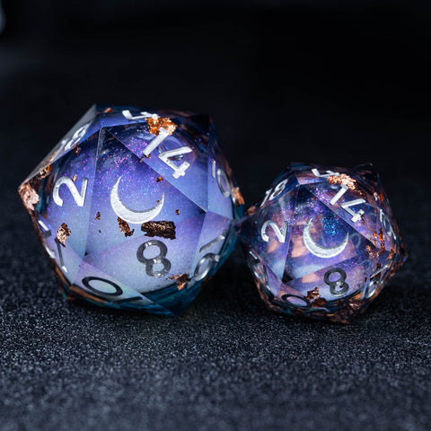 URWizards D&D Starry Liquid Heart Resin Engraved Dice Set Copper Flakes - Urwizards