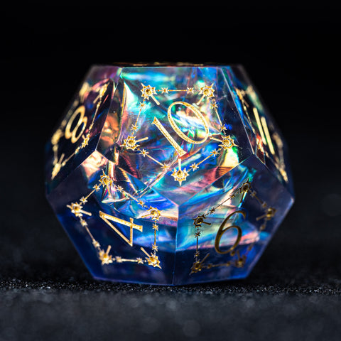 URWizards D&D Resin Night Neon Glitter Engraved Dice Set Cleric Style - Urwizards