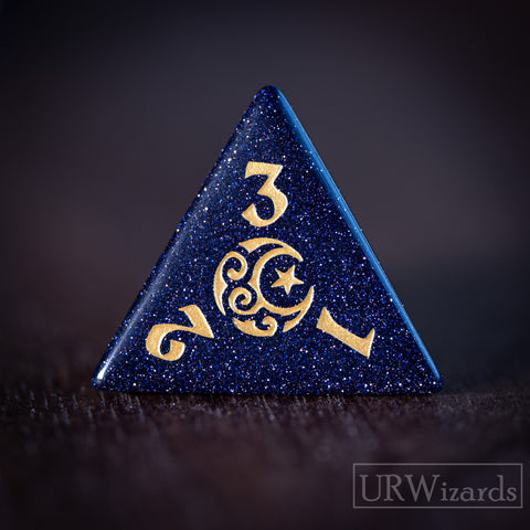 Dnd Blue Sandstone Engraved Dice Set Moon Star Style - Urwizards