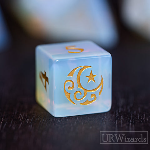 URWizards Dnd Opalite Engraved Dice Set Moon Star Style - Urwizards