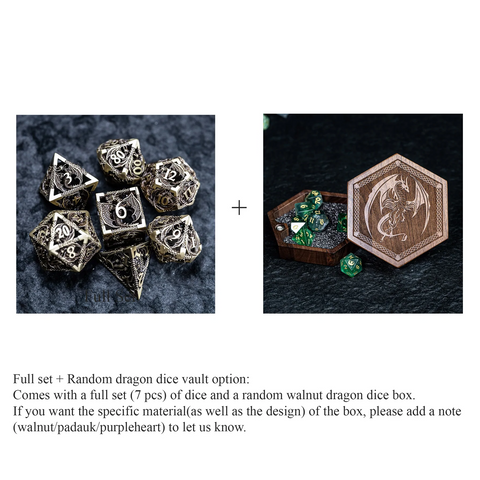 URWizards D&D Amethyst Engraved Dice Set Flying Dragon - Urwizards