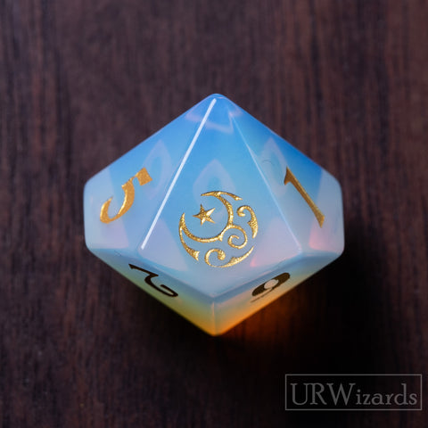 URWizards Dnd Opalite Engraved Dice Set Moon Star Style - Urwizards