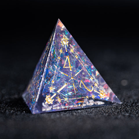 URWizards D&D Resin Night Neon Glitter Engraved Dice Set Cleric Style - Urwizards