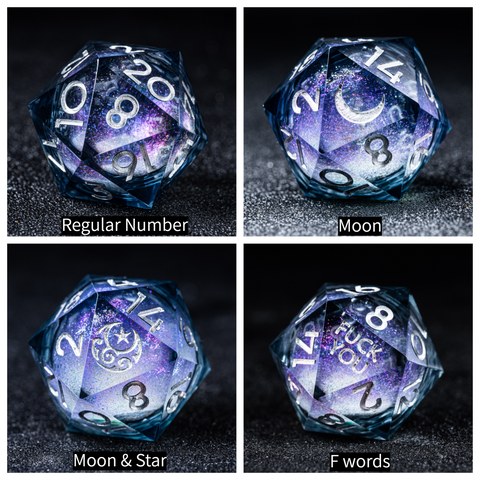 URWizards D&D Starry Liquid Heart Resin Engraved Dice Set - Urwizards