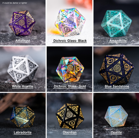 URWizards D&D Engraved Gemstone D20 Dice Nordic Style - Urwizards