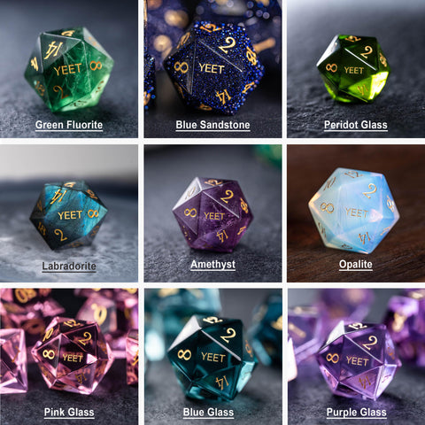 URWizards D&D Engraved Gemstone D20 Dice YEET & F*CK - Urwizards
