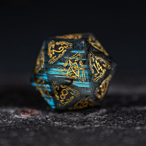 URWizards Dnd Engraved Labradorite Dice Set Cthulhu Style - Urwizards
