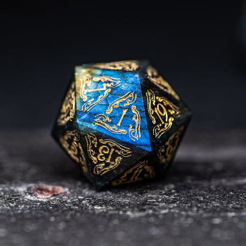 URWizards Dnd Engraved Labradorite Dice Set Cthulhu Style - Urwizards