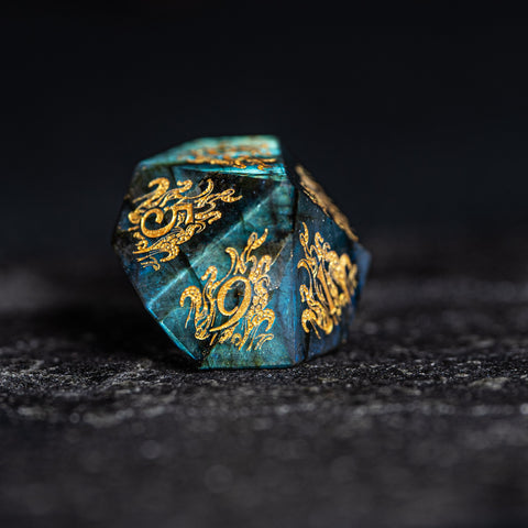 URWizards Dnd Engraved Labradorite Dice Set Cthulhu Style - Urwizards