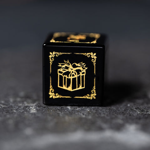 URWizards D&D Obsidian Engraved Dice Set Christmas Style - Urwizards