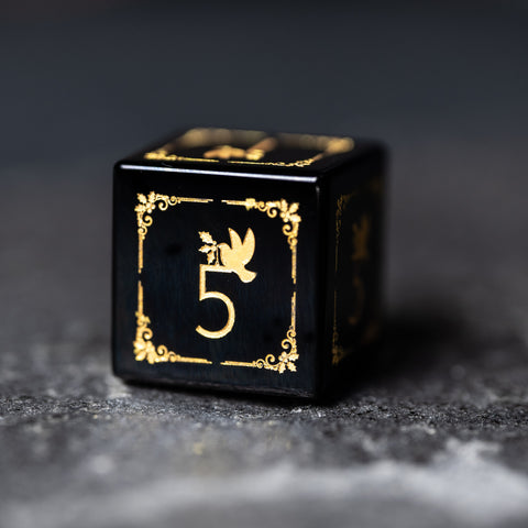URWizards D&D Obsidian Engraved Dice Set Christmas Style - Urwizards