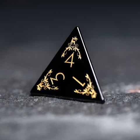 URWizards D&D Obsidian Engraved Dice Set Christmas Style - Urwizards
