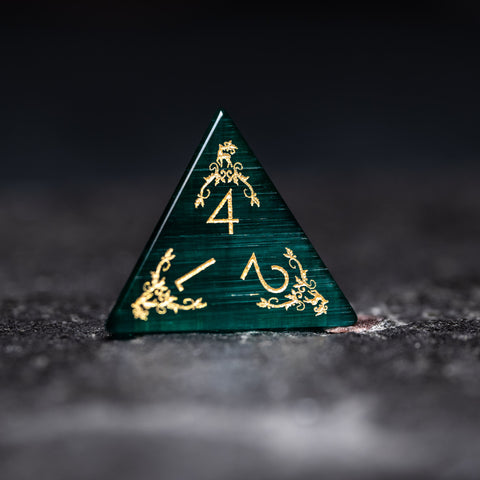 URWizards D&D Teal Green Cat's Eye Engraved Dice Set Christmas Style - Urwizards