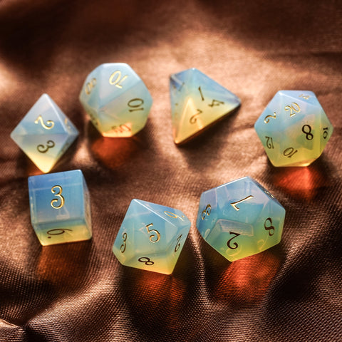 URWizards Dnd Opalite Gemstone Engraved Dice Set - Urwizards