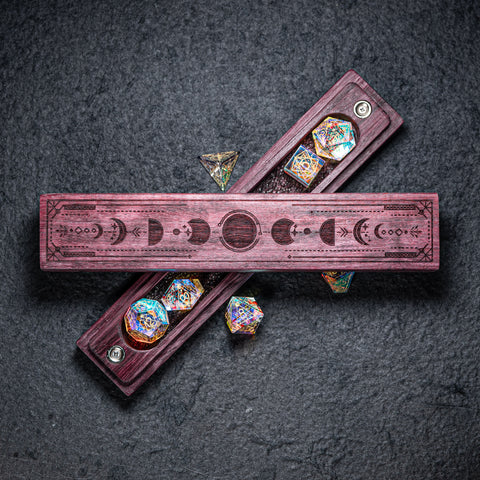URWizards Engraved Purpleheart D&D Dice Box Moon Phases - Urwizards