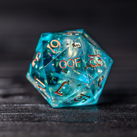 URWizards D&D Ocean Resin Engraved Dice Set YEET & OOF - Urwizards