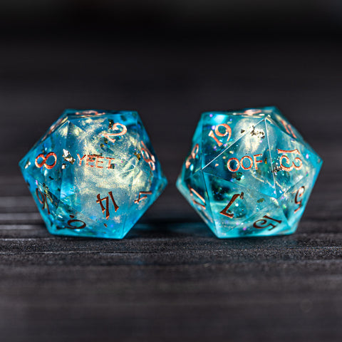 URWizards D&D Ocean Resin Engraved Dice Set YEET & OOF - Urwizards