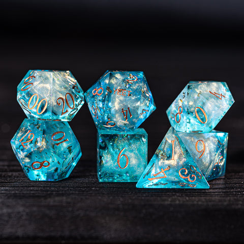 URWizards D&D Ocean Resin Engraved Dice Set YEET & F*CK - Urwizards