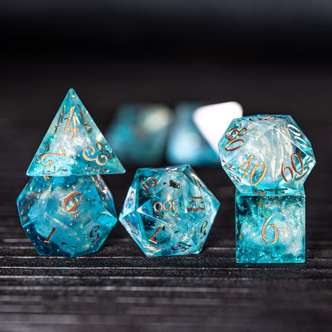 URWizards D&D Ocean Resin Engraved Dice Set YEET & OOF - Urwizards