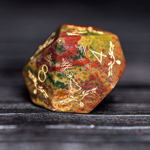 URWizards D&D Indian Agate Engraved Dice Set Christmas Style - Urwizards