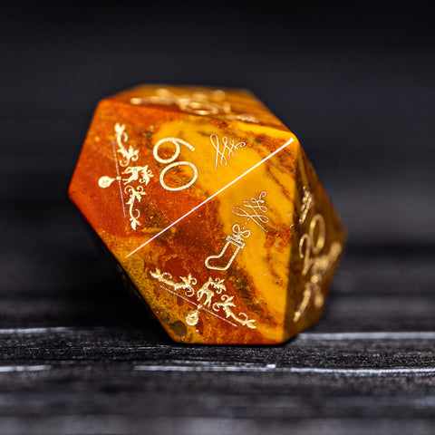 URWizards D&D Indian Agate Engraved Dice Set Christmas Style - Urwizards