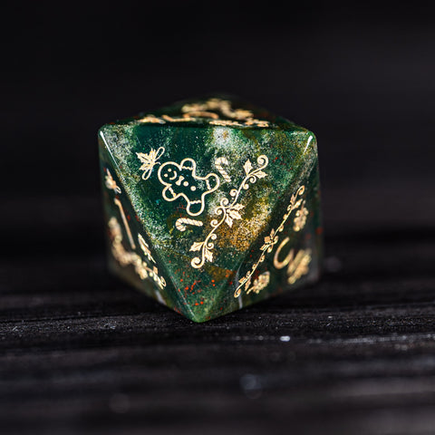 URWizards D&D Indian Agate Engraved Dice Set Christmas Style - Urwizards