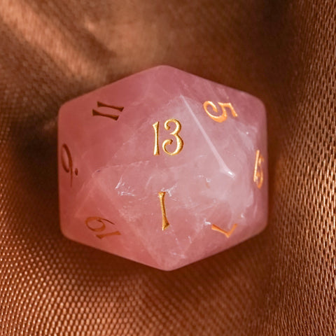 URWizards Dnd Engraved Rose Quartz D20 Dice - Urwizards